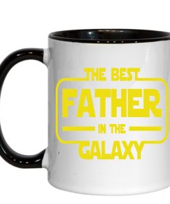 Merch Kingdom The Best Father In The Galaxy Fathers Day Christmas Birthday Mug Black and White Mug
